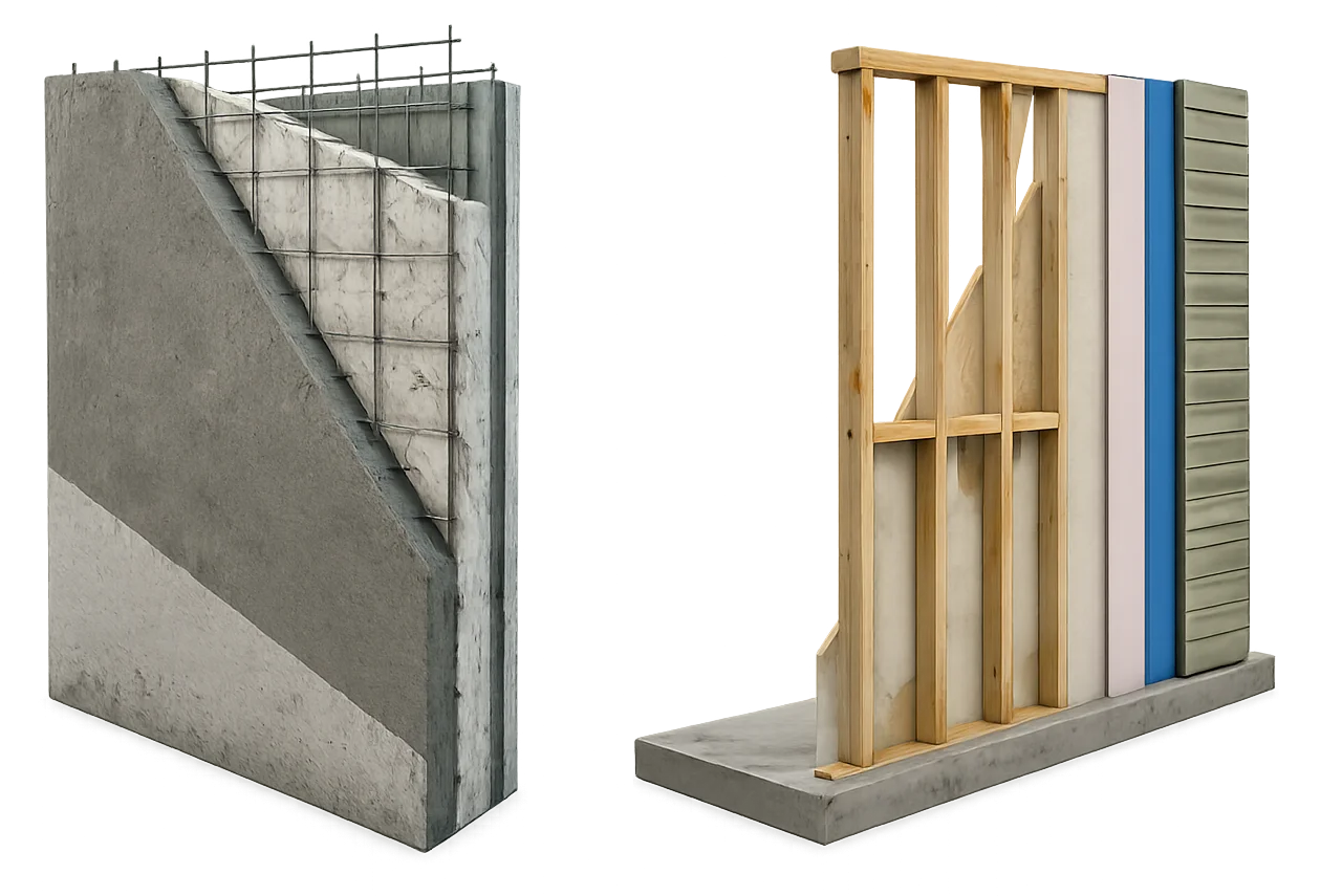 SCIP wall panel compared to traditional wood framing